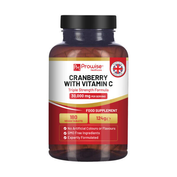 Triple Strength Cranberry 30,000mg Added with Vitamin C I 180 Vegan Tablets by Prowise - Image 5