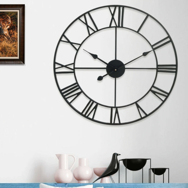 40CM ROMAN METAL CLOCK BLACK - Image 6