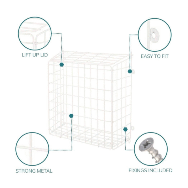 White Letter Box Catcher Basket With Lift Up Lid - Image 2