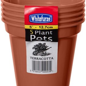 Whitefurze G04016 12.7cm Garden Pot - Terracotta (Set of 5)