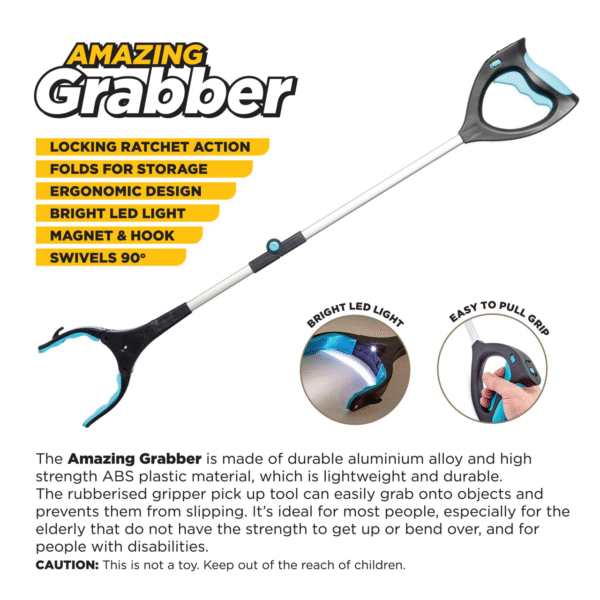 Lightweight Folding Long Reach Picker Grabber Grabbing Tool with LED Light - Image 4
