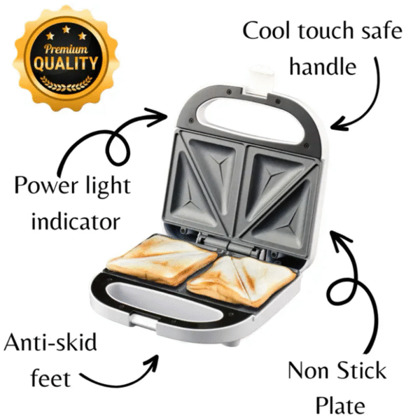 Domestic King 2 Slice White Sandwich Maker 750W- DK180100 - Image 3