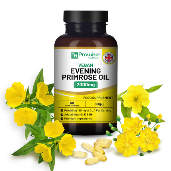 Vegan Evening Primrose Oil 2000mg with Vitamin E & B6 ? 60 Vegan Softgels| Pure Cold Pressed I 180mg GLA per Capsule I Women's Health I Premium Quality I by Prowise Healthcare - Image 5