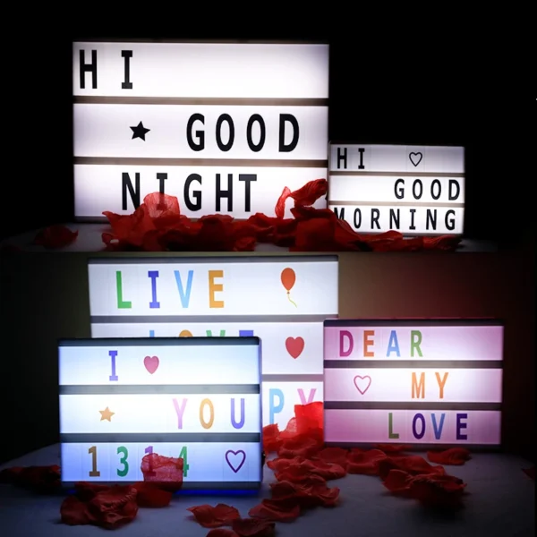 A4 A5 A6 DIY Letters LED Combination Light Box Night Light USB / AA Battery Powered Symbol Cards Table Lamp Message Board - Image 3