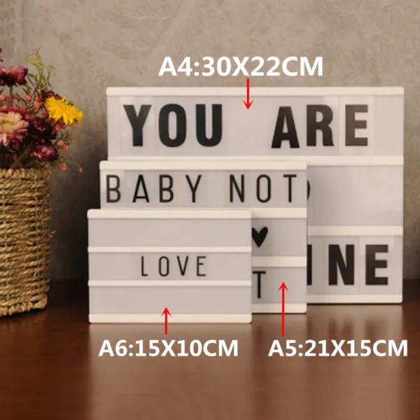 A4 A5 A6 DIY Letters LED Combination Light Box Night Light USB / AA Battery Powered Symbol Cards Table Lamp Message Board - Image 4