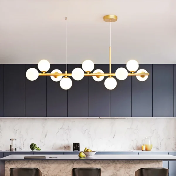 Nordic Modern LED Pendant Gold Light Glass Ball 11 Heads Hanging Lamp for Kitchen Living Dining Room Suspension Luminaire Design - Image 2