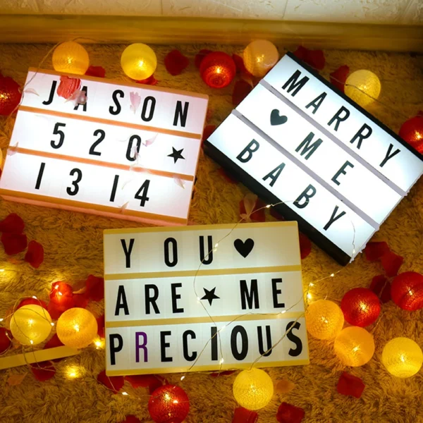 A4 A5 A6 DIY Letters LED Combination Light Box Night Light USB / AA Battery Powered Symbol Cards Table Lamp Message Board - Image 2