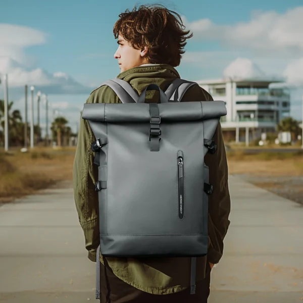 HK Waterproof Rolltop Backpack Large Capacity Laptop Bag for Men Women Travel School Business Anti-theft Bag With USB Charging - Image 3
