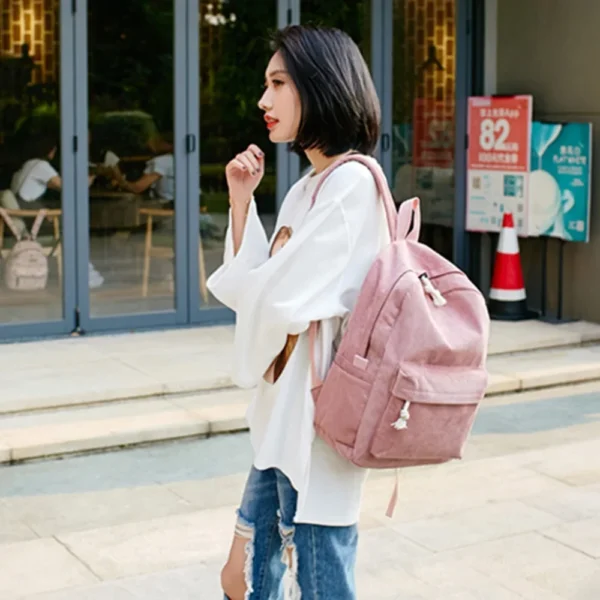Personalized Corduroy Schoolbag Backpack Training Anti-theft Shoulder Bag For Teenager Knapsack Unisex Classic Campus Port - Image 2