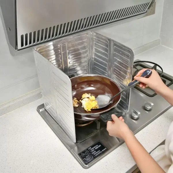 3 Sided Oil Splatter Guard Kitchen Aluminum Foil Anti Splatter Shield Guard Grease Splatter Guard for Stove Top and Frying Pan - Image 4