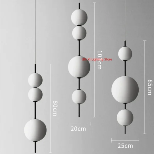 Designer Led White Glass Pendant Chandelier For Cafe Bar Bedroom Kitchen 4 Heads Round Ball Hanging Lighting Fixture Home Decor - Image 5