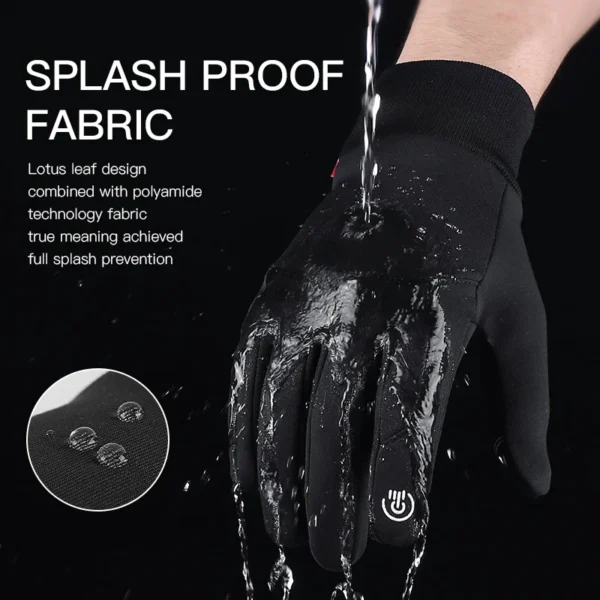 Autumn Winter Warm Men's Gloves Outdoor Cycling Sports Waterproof Touch Screen Glove For Men Women Plush Warm Slip-Proof Gloves - Image 5