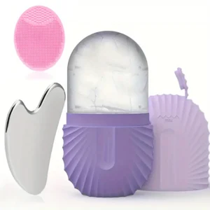 1pc/3pcs Ice Face Roller & Facial Cleansing Brush & Stainless Steel Gua Sha Tool Set Skin Care Tool Beauty Face Massage Tools