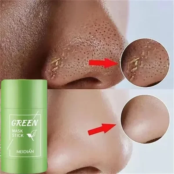Remove Blackhead Mud Mask Green Tea Face Clean Stick Dispel Pimple Blemish Shrink Pores Oil Control Exfoliating Whiten Skin Care - Image 2