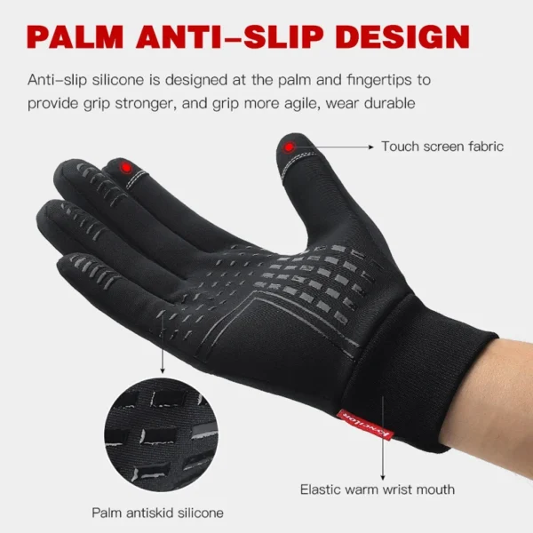 Autumn Winter Warm Men's Gloves Outdoor Cycling Sports Waterproof Touch Screen Glove For Men Women Plush Warm Slip-Proof Gloves - Image 3