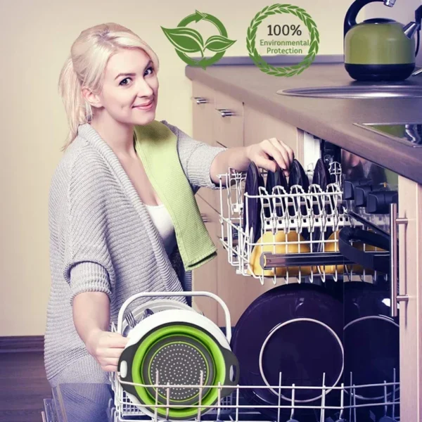 Foldable Strainer Fruit Vegetable Washing Basket Colander Dish Drainer Silicon Colander Collapsible Drainer Kitchen Gadgets - Image 2