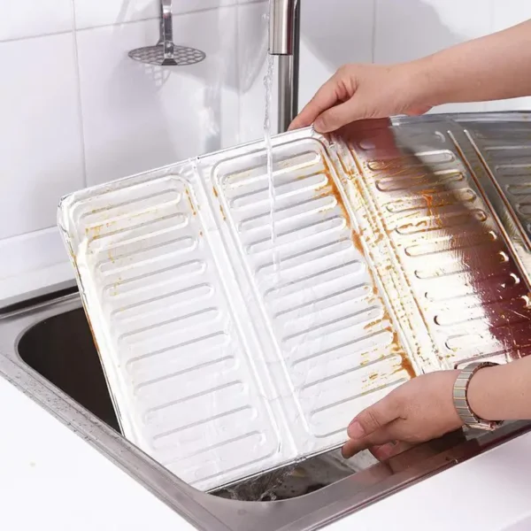 3 Sided Oil Splatter Guard Kitchen Aluminum Foil Anti Splatter Shield Guard Grease Splatter Guard for Stove Top and Frying Pan - Image 3