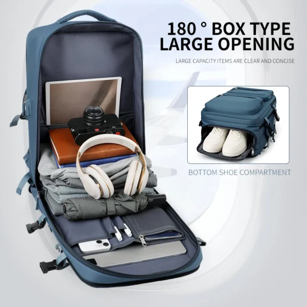 Large Travel Backpack for Women Men Cabin Bag Multifunctional Airplane Waterproof Backpack with USB Charging Anti-Theft Backpack - Image 2