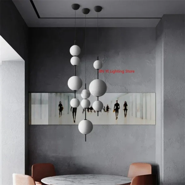 Designer Led White Glass Pendant Chandelier For Cafe Bar Bedroom Kitchen 4 Heads Round Ball Hanging Lighting Fixture Home Decor - Image 4