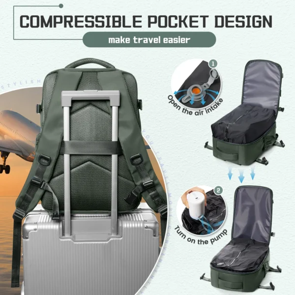 Air Vacuum Compression Backpack Business Laptop Backpack, Large Capacity Anti Theft Vacuum Travel Backpack for Women Men, Hiking - Image 4