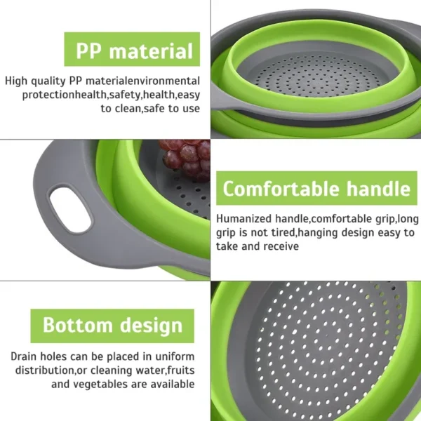 Foldable Strainer Fruit Vegetable Washing Basket Colander Dish Drainer Silicon Colander Collapsible Drainer Kitchen Gadgets - Image 5