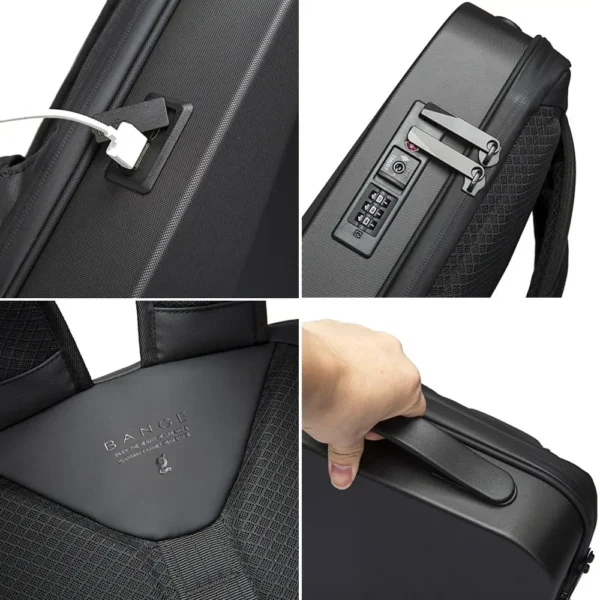 BANGE NEW Shell Design Anti-thief TSA Lock Men Backpack Waterproof 15.6 inch Laptop Bag Man Travel Bag With USB Charging - Image 4