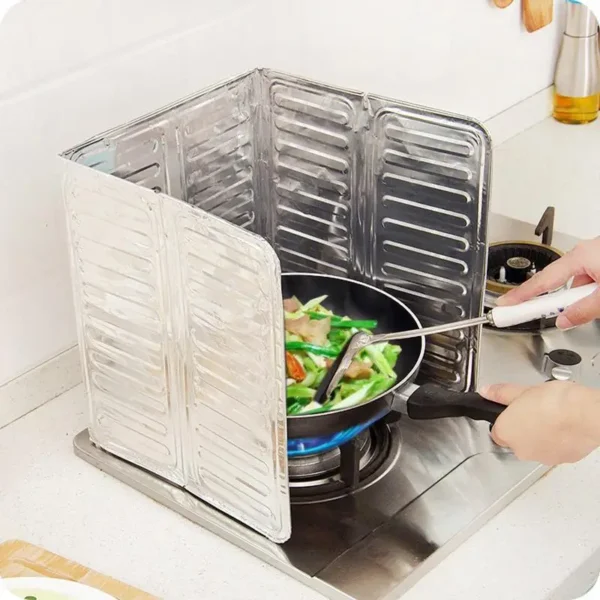 3 Sided Oil Splatter Guard Kitchen Aluminum Foil Anti Splatter Shield Guard Grease Splatter Guard for Stove Top and Frying Pan - Image 5