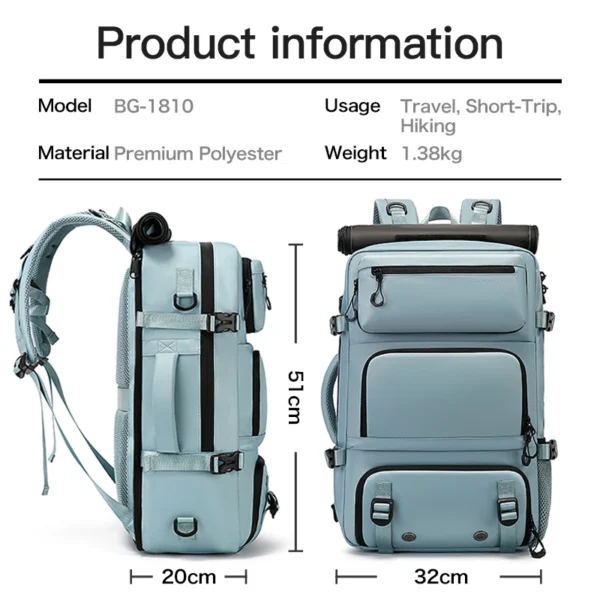 BANGE 30L Anti Theft Waterproof Hiking Camping Backpack Removable Trekking Bag Rucksack Big Capacity Travel Outdoor Sports Bags - Image 2