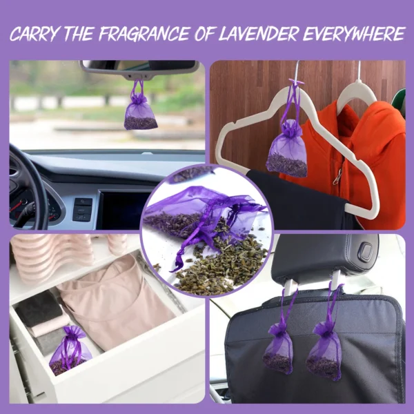 30Pcs Natural Lavender Bud Sachets Dried Flower Sachet Bag Aromatic Household Wardrobe Car Lavender Air Fresheners - Image 2