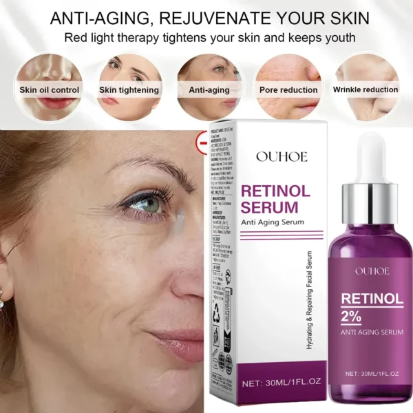 Retinol Remove Wrinkle Face Serum Lift Firming Anti Aging Fade Fine Lines Whitening Brightening Moisturizer Skin Care Cosmetics - Image 3