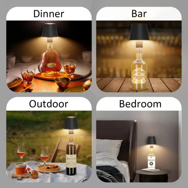 Wine Bottle LED Wireless Table Lamp USB Rechargeable Dining Table Lights Beverage Lamp Top touch 3-color Infinitely Dimmable ﻿ - Image 6