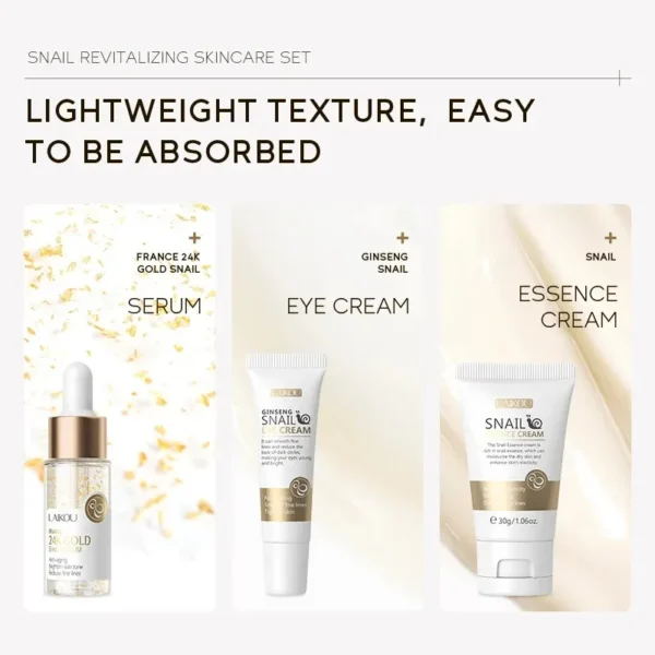 3pcs/set LAIKOU Vitamin C 24K Golden Sakura Skin Care Sets Face Cream Serum Eye Cream Moisturizing Anti Wrinkles Face Care Kit - Image 4