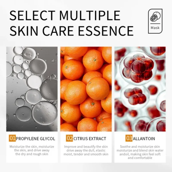 Vitamin C Brightening Mask Fresh Orange Essence Deep Hydrating Shrinking Pores Moisturizing Face Mask Facial Skin Care Products - Image 2