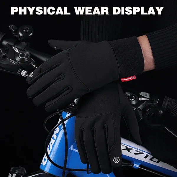 Autumn Winter Warm Men's Gloves Outdoor Cycling Sports Waterproof Touch Screen Glove For Men Women Plush Warm Slip-Proof Gloves - Image 4