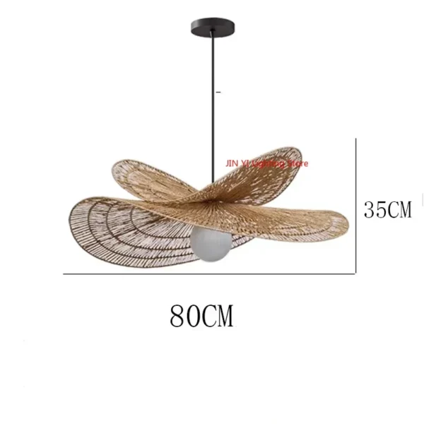 Wabi-Sabi Style Pendant Lights For Bedroom Living Room Rattan Hand-Woven Lamp Restaurant Home Decor Chandeliers G80 Bulb - Image 6