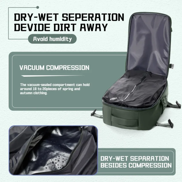 Air Vacuum Compression Backpack Business Laptop Backpack, Large Capacity Anti Theft Vacuum Travel Backpack for Women Men, Hiking - Image 5