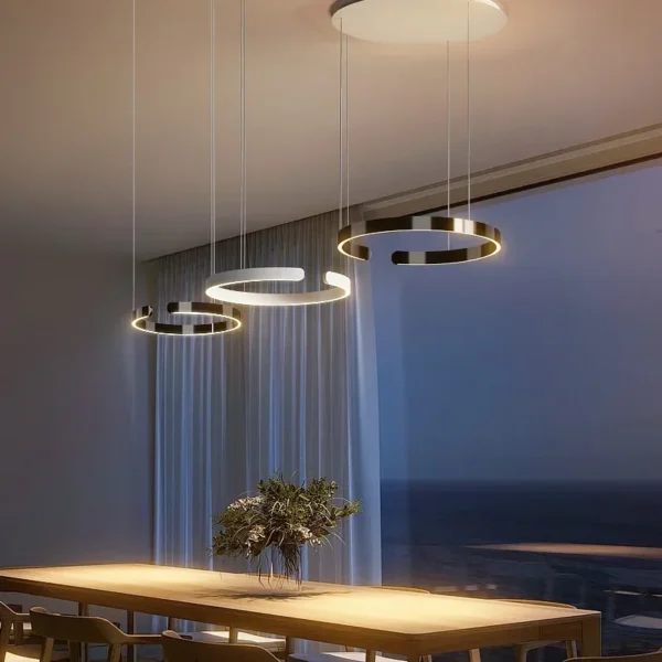 SANDYHA Modern Salon Design Ring Ceiling Chandelier Eye Protecting LED Lamp Bedroom Dining Room Study Pendant Lighting Fixture