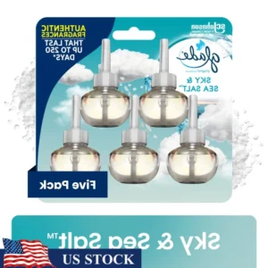 PlugIns Air Freshener Refill Sky Sea Salt Essential Oils 5 Count Scented Oil Diffuser Fragrance Warmer Mood Enhancer 50 Days