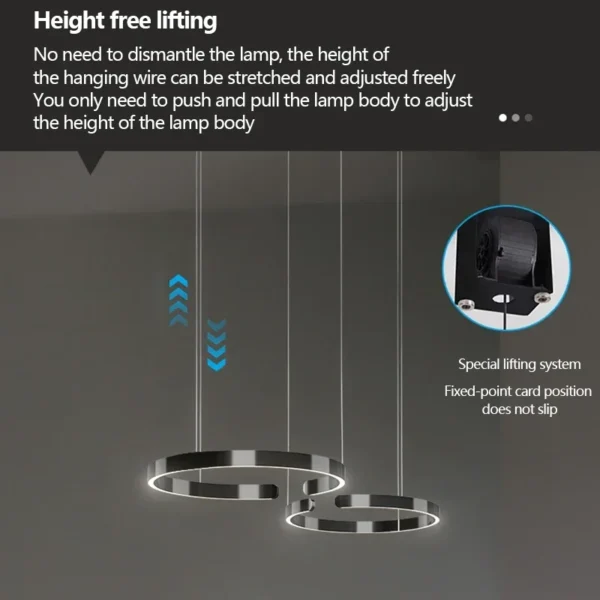 SANDYHA Modern Salon Design Ring Ceiling Chandelier Eye Protecting LED Lamp Bedroom Dining Room Study Pendant Lighting Fixture - Image 5