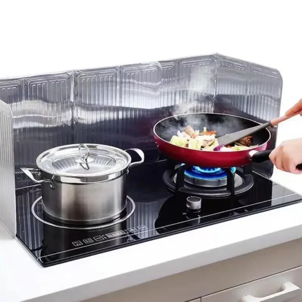 3 Sided Oil Splatter Guard Kitchen Aluminum Foil Anti Splatter Shield Guard Grease Splatter Guard for Stove Top and Frying Pan - Image 2