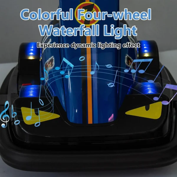 12V Kids Bumper Car, Ride On Toys for Toddlers, Motor Bumper Electric Car for Kids with Horn, Music, Four-Wheel LED Waterfall Li - Image 4