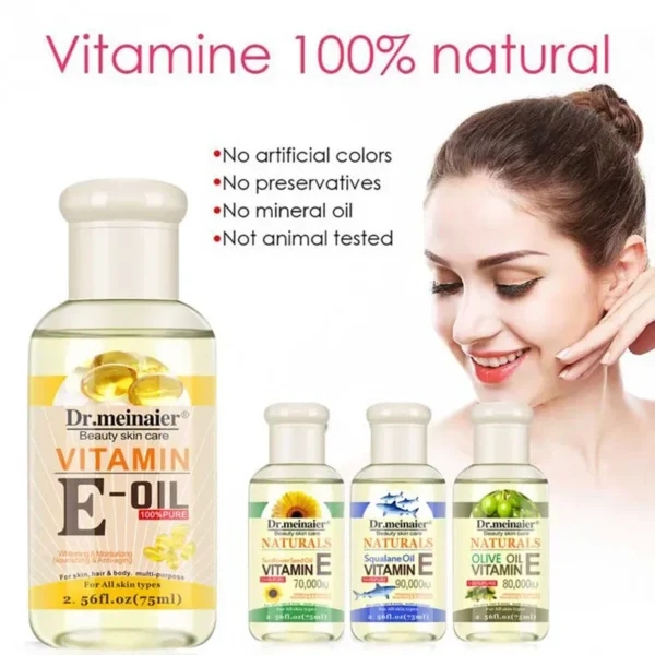 Vitamin E Face Essence Oil Morning & Night Whitening Shrink Pores Anti Wrinkle Aging Freckle Repair Face Skin Care Essence 75ml - Image 2