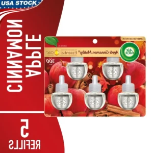 Scented Oil Refill 5 Count Apple Cinnamon Medley Essential Oils Plug In Air Freshener Home Fragrance Continuous Diffusion
