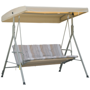 3 Person Porch Swing Chair Outdoor Lounge Bench Canopy Light Brown