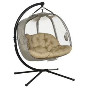 Double Hanging Egg Chair 2 Seaters Swing Hammock w/ Cushion, Brown