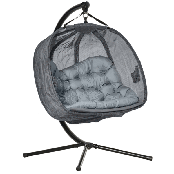 Double Hanging Egg Chair 2 Seaters Swing Hammock w/ Cushion, Grey
