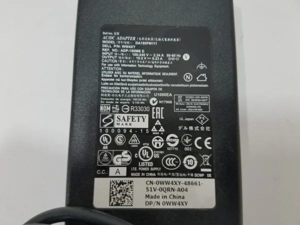 5 Dell WW4XY 180W 19.5V 9.23A 5mm AC Adapter - Used - Image 2