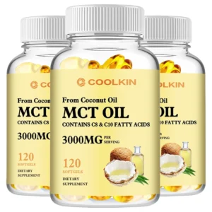 MCT Oil Capsules - Contains 60% Caprylic Acid, 40% Capric Acid - for Energy, Focus, Weight Management, Gut Health - 120 Capsules