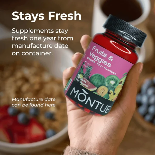 Montue Fruits and Veggies Supplement - 90 Fruit and 90 Veggie Capsules - Supports Energy Levels, Vitamins & Minerals -Made in Th - Image 4