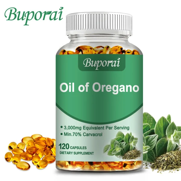 Oil of Oregano Capsules - Support Digestion, Intestinal Health, Immune System, Antioxidant - 120 Capsules